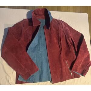 Cervelle VTG Women Reversible Suede Leather / Denim Jean Jacket Blazer xLarge